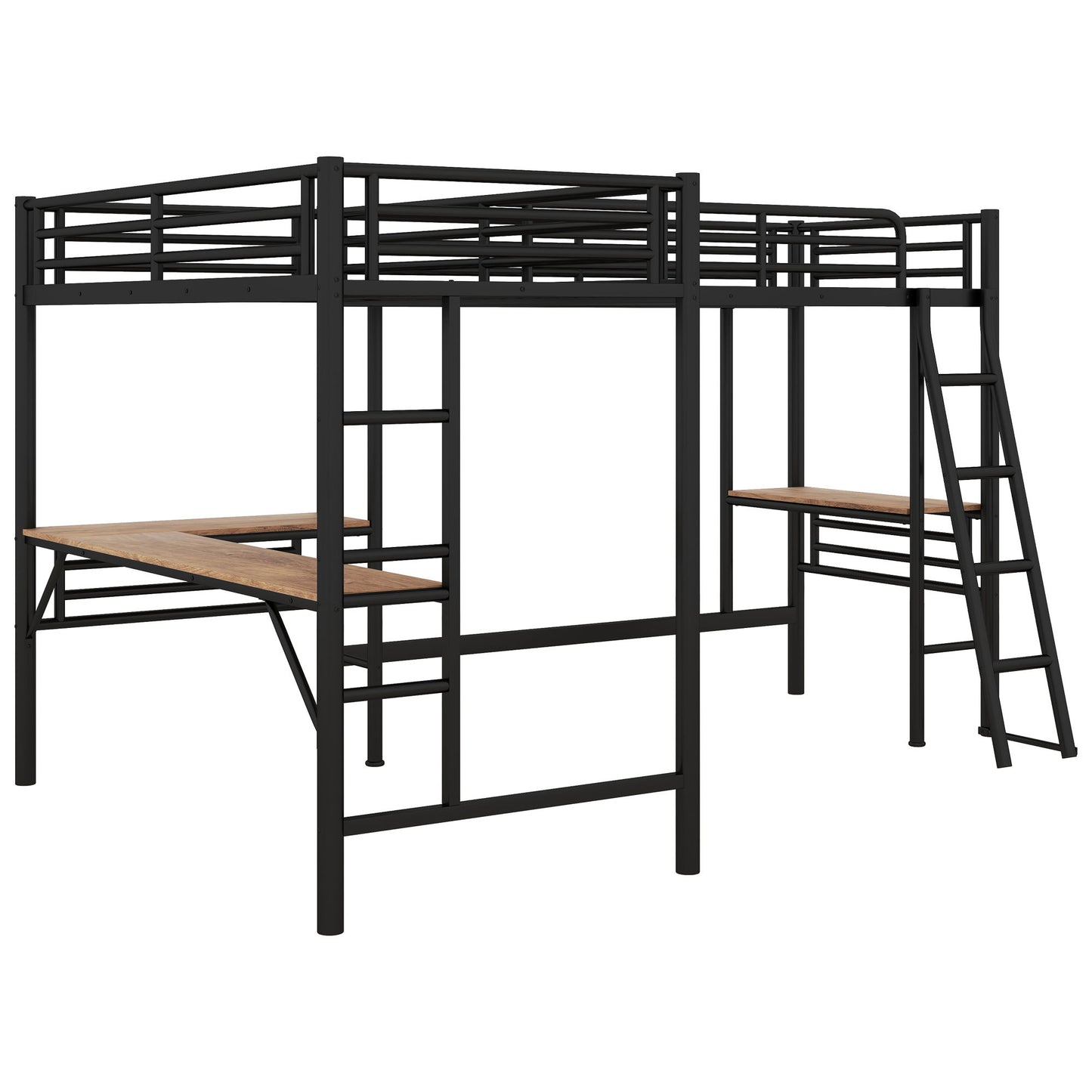 Twin Loft Bed With 2 Built In Desks, Mission Style - Black - The Sleep Loft - Online Mattress Showroom NYC