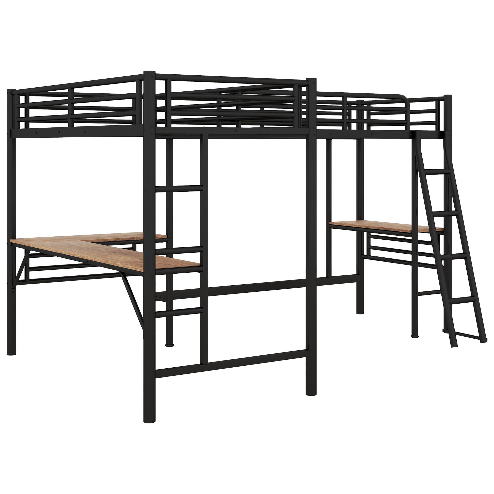 Twin Loft Bed With 2 Built In Desks, Mission Style - Black - The Sleep Loft - Online Mattress Showroom NYC