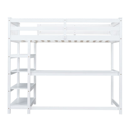 Loft Bed With Storage Shelves And Under Bed Desk - The Sleep Loft - Online Mattress Showroom NYC