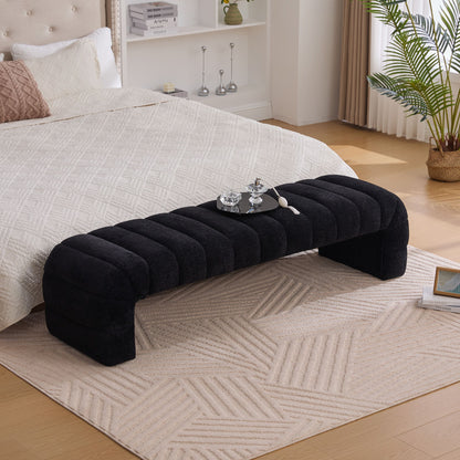Modern Upholstered Armless Bed Bench With Channel Tufted Design - The Sleep Loft - Online Mattress Showroom NYC