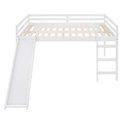 Full Loft Bed With Slide, Multifunctional Design - White - The Sleep Loft - Online Mattress Showroom NYC