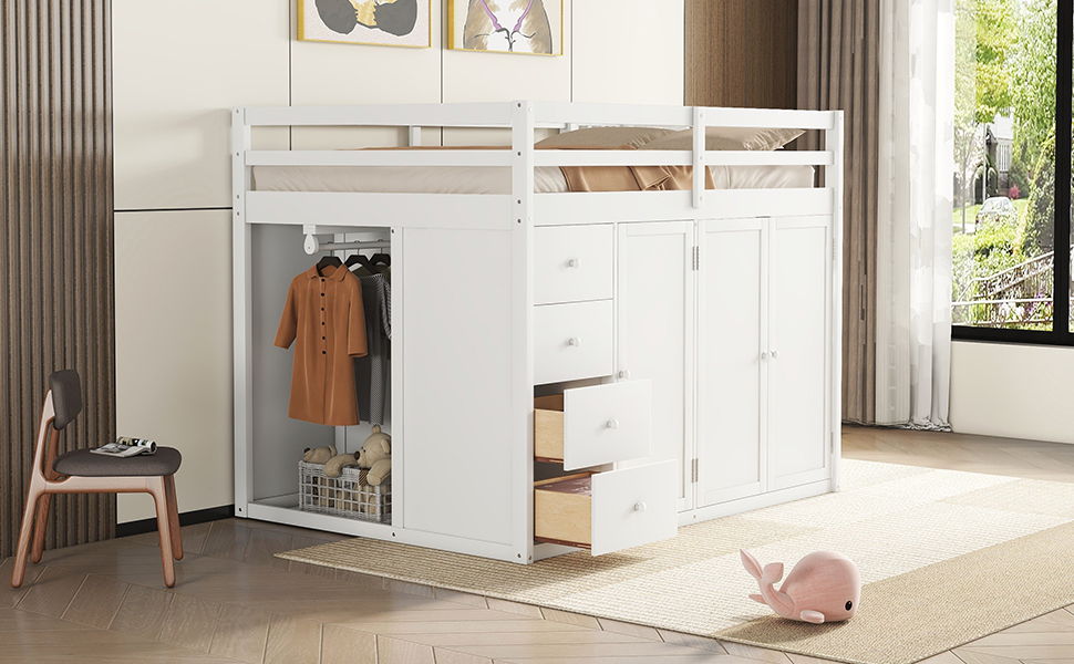 Loft Bed With Built In Wardrobes, Cabinets And Drawers - The Sleep Loft - Online Mattress Showroom NYC