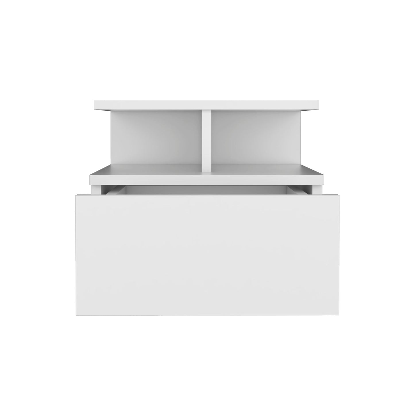 Floating Nightstand Wall Mounted With Single Drawer And 2 Tier Shelf - White - The Sleep Loft - Online Mattress Showroom NYC