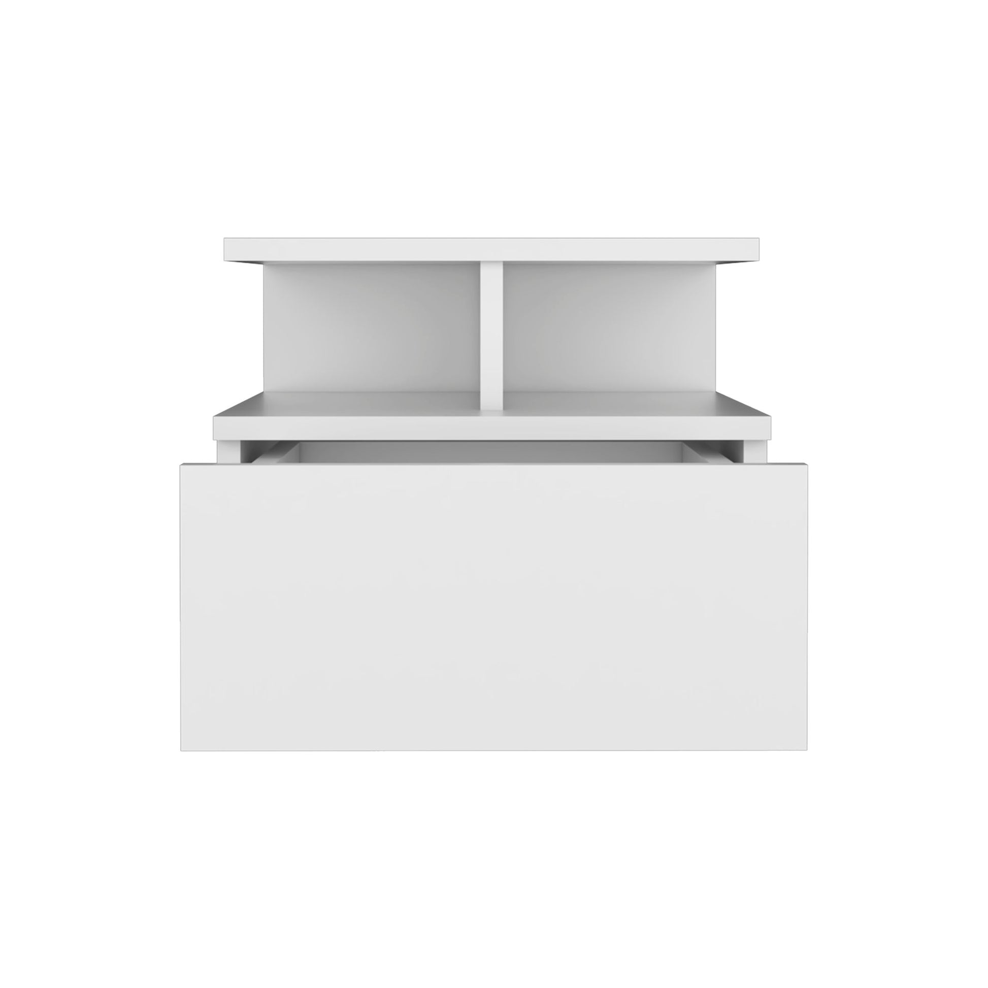 Floating Nightstand Wall Mounted With Single Drawer And 2 Tier Shelf - White - The Sleep Loft - Online Mattress Showroom NYC