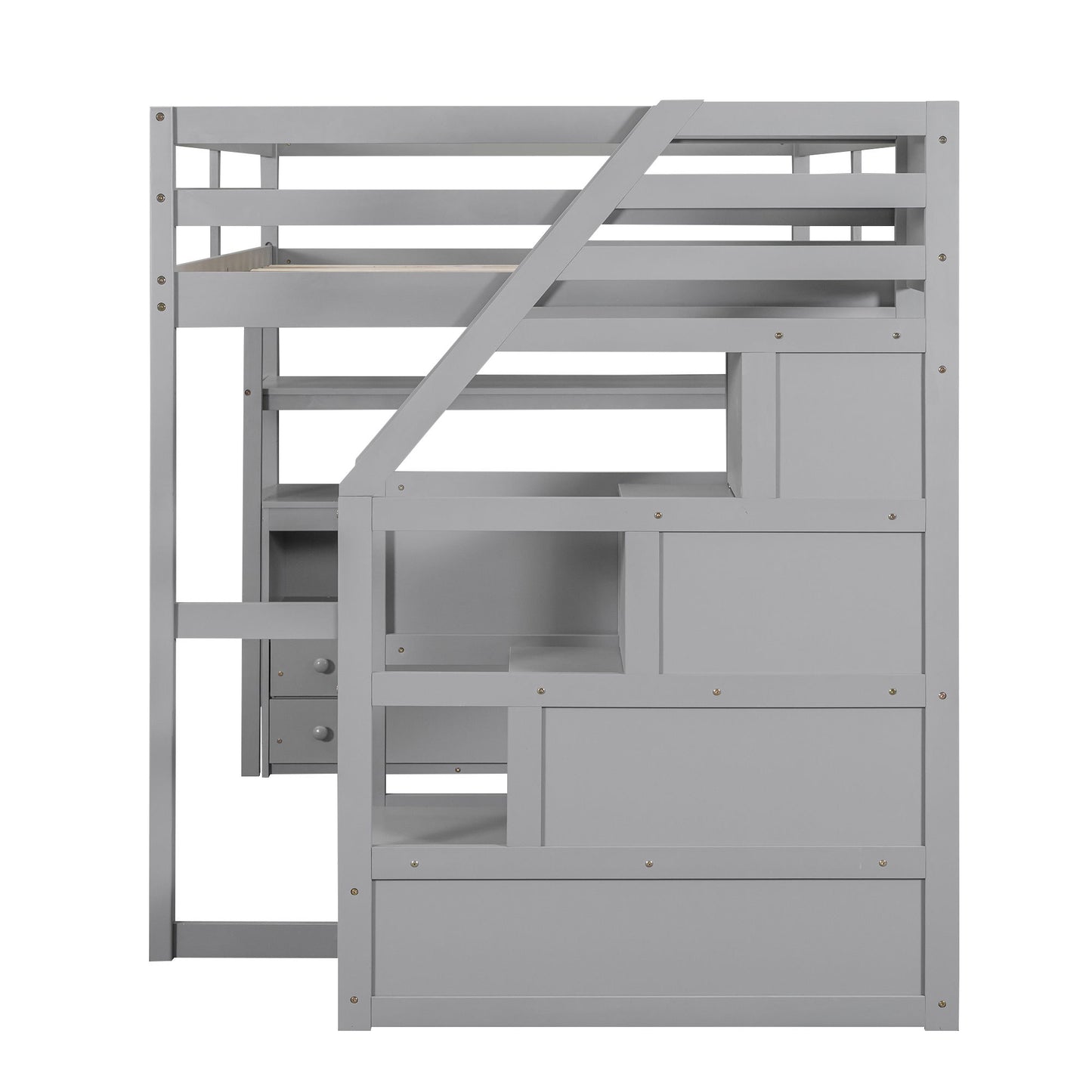 Loft Bed With Desk, Shelves, 2 Drawers, Storage Staircase - The Sleep Loft - Online Mattress Showroom NYC
