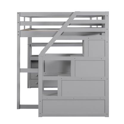 Loft Bed With Desk, Shelves, 2 Drawers, Storage Staircase - The Sleep Loft - Online Mattress Showroom NYC