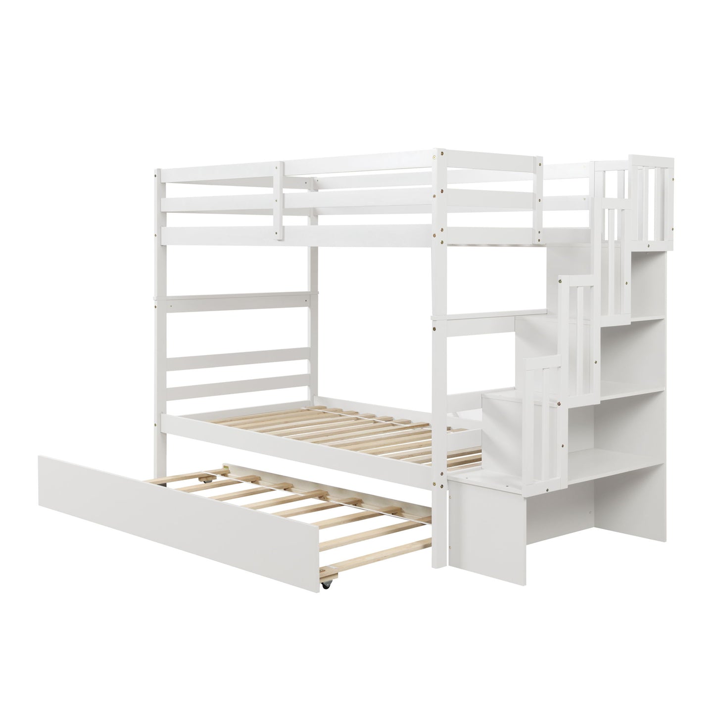 Twin Over Twin Bunk Beds With Twin Trundle And Stairway Storage Function - The Sleep Loft - Online Mattress Showroom NYC