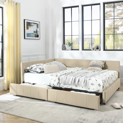Mid-Century Storage Upholstered Tufted Bed Frame With Backrest And Armrests - The Sleep Loft - Online Mattress Showroom NYC