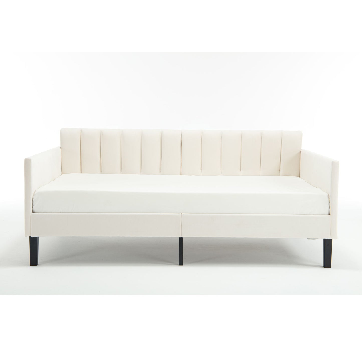 Elena - Boucle Upholstered Daybed, Ribbed Tufted Backrest - The Sleep Loft - Online Mattress Showroom NYC