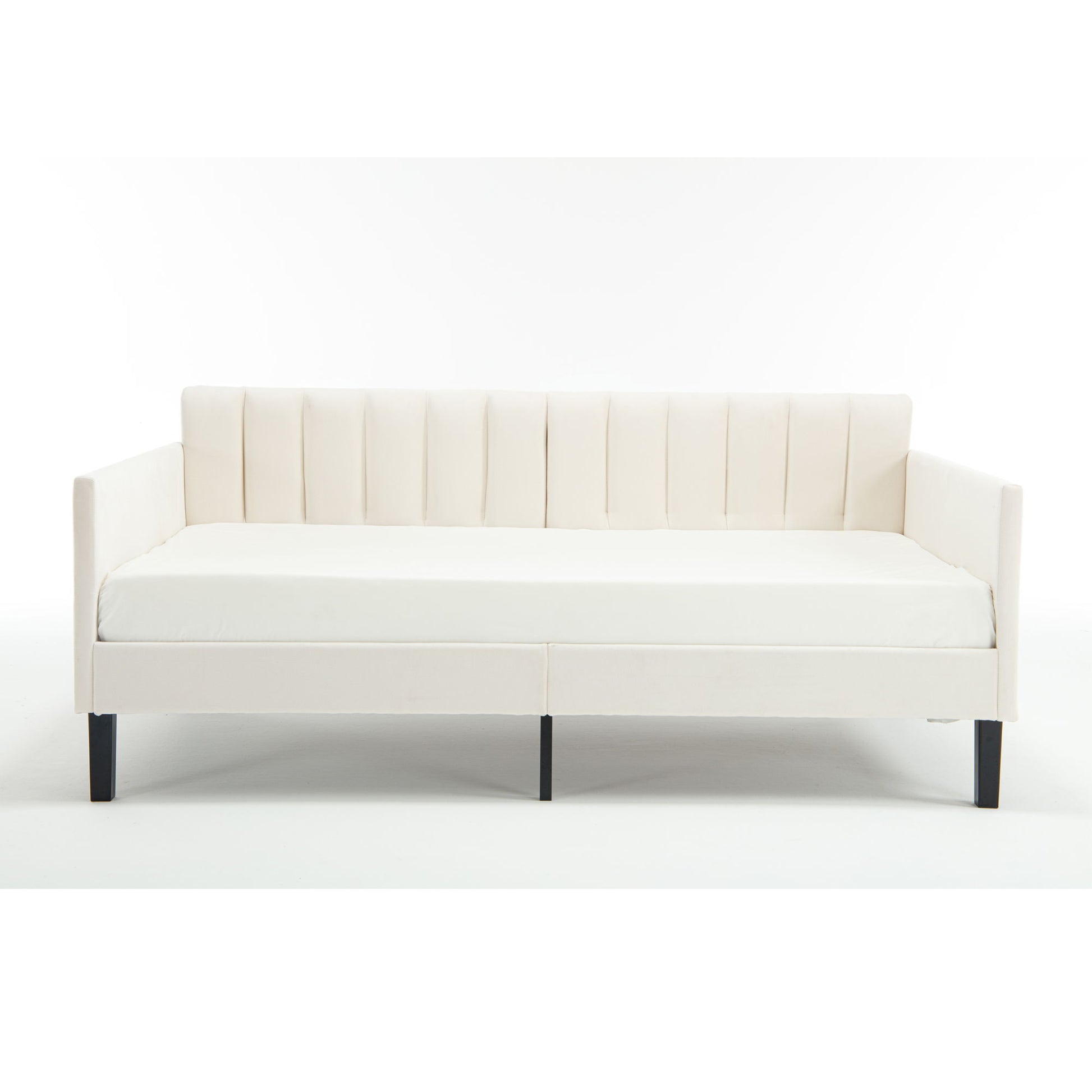 Elena - Boucle Upholstered Daybed, Ribbed Tufted Backrest - The Sleep Loft - Online Mattress Showroom NYC