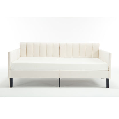 Elena - Boucle Upholstered Daybed, Ribbed Tufted Backrest - The Sleep Loft - Online Mattress Showroom NYC