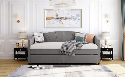 Upholstered Daybed With Two Drawers And Wood Slat - The Sleep Loft - Online Mattress Showroom NYC