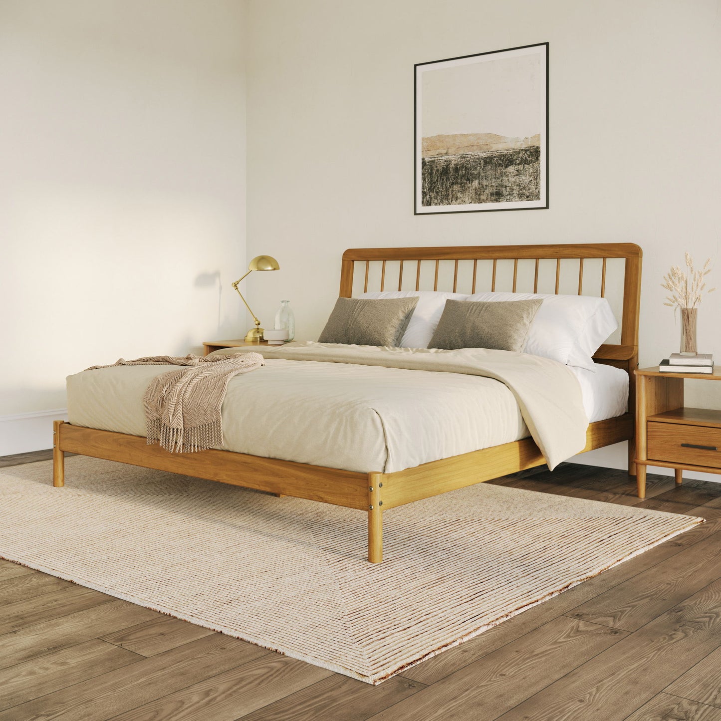 King Spindle Bed Modern - Caramel - The Sleep Loft - Online Mattress Showroom NYC