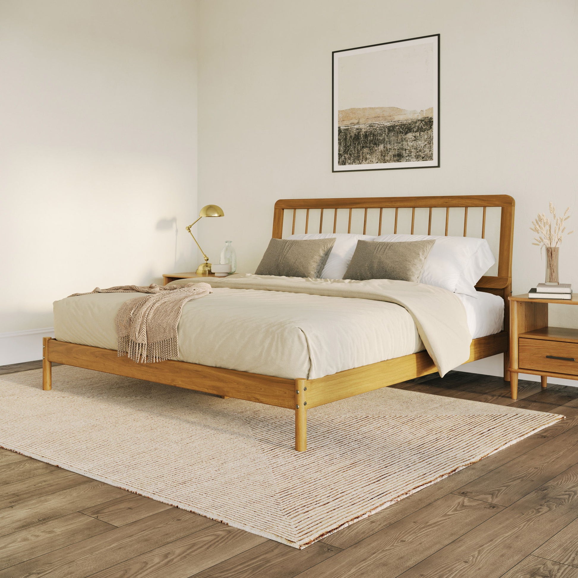 King Spindle Bed Modern - Caramel - The Sleep Loft - Online Mattress Showroom NYC