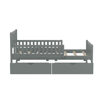 Platform Bed With Guardrails On Both Sides And 2 Storage Drawers - The Sleep Loft - Online Mattress Showroom NYC