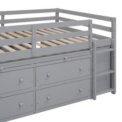 Loft Bed With Retractable Writing Desk And 4 Drawers, With Lateral Portable Desk And Shelves - The Sleep Loft - Online Mattress Showroom NYC