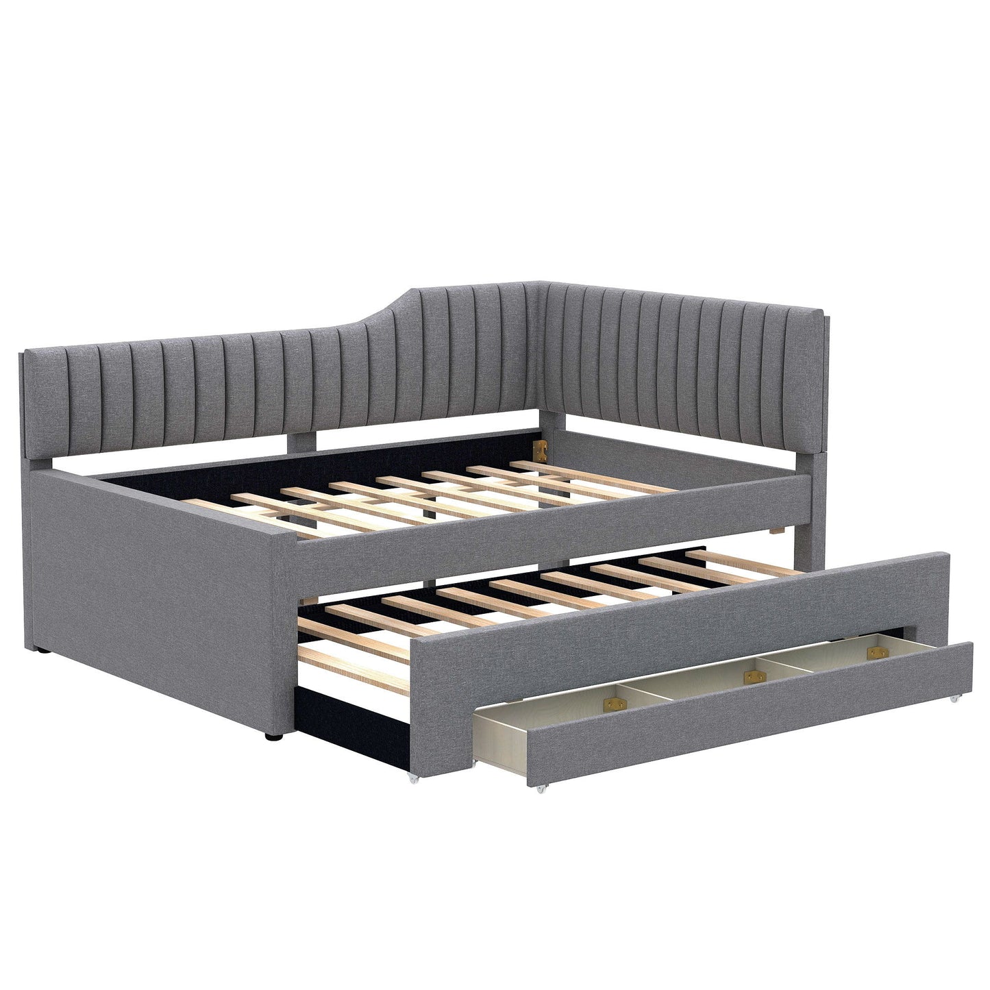 Upholstered Daybed With Trundle And 3 Drawers - The Sleep Loft - Online Mattress Showroom NYC