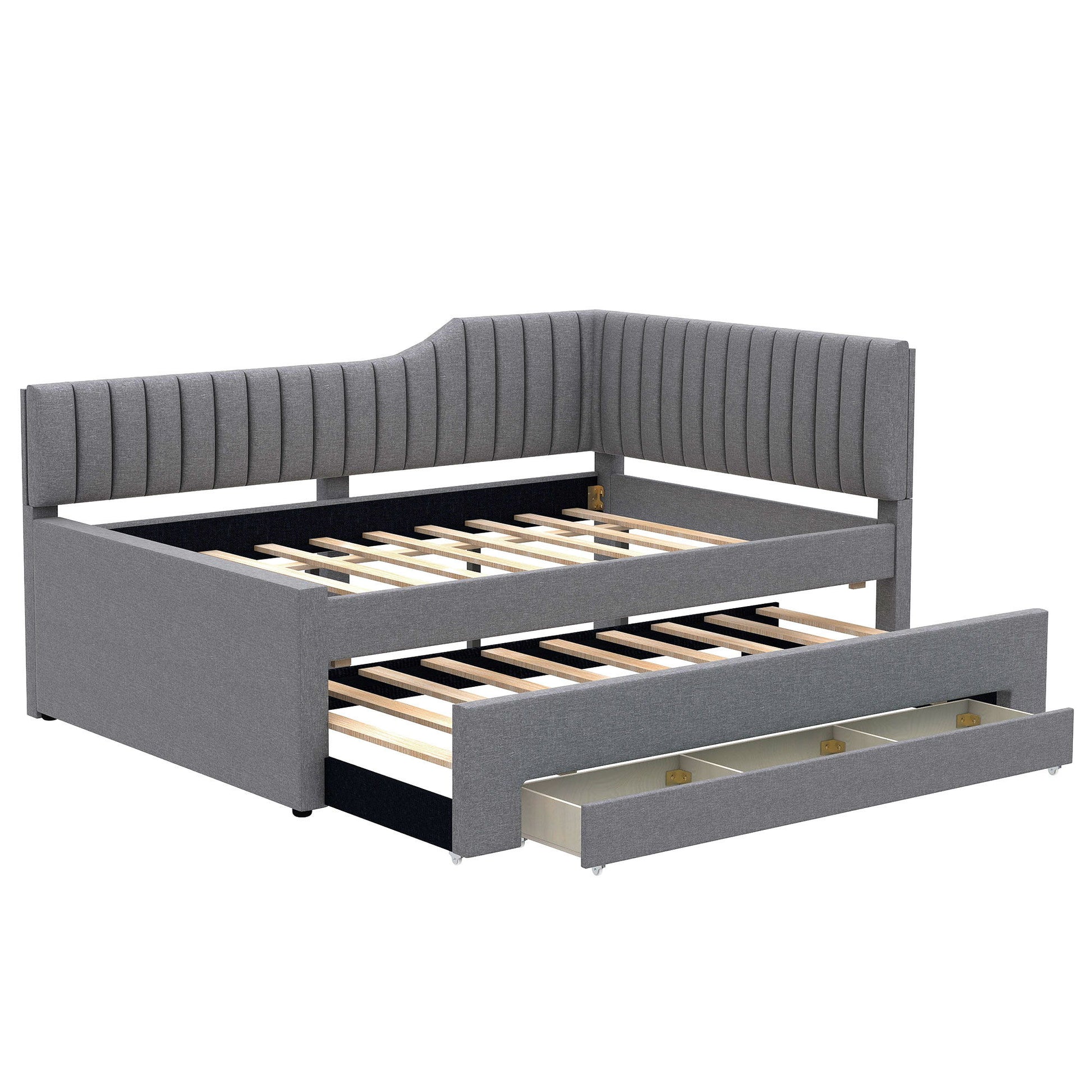 Upholstered Daybed With Trundle And 3 Drawers - The Sleep Loft - Online Mattress Showroom NYC