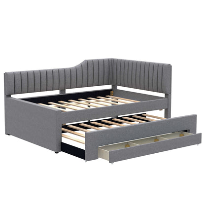 Upholstered Daybed With Trundle And 3 Drawers - The Sleep Loft - Online Mattress Showroom NYC