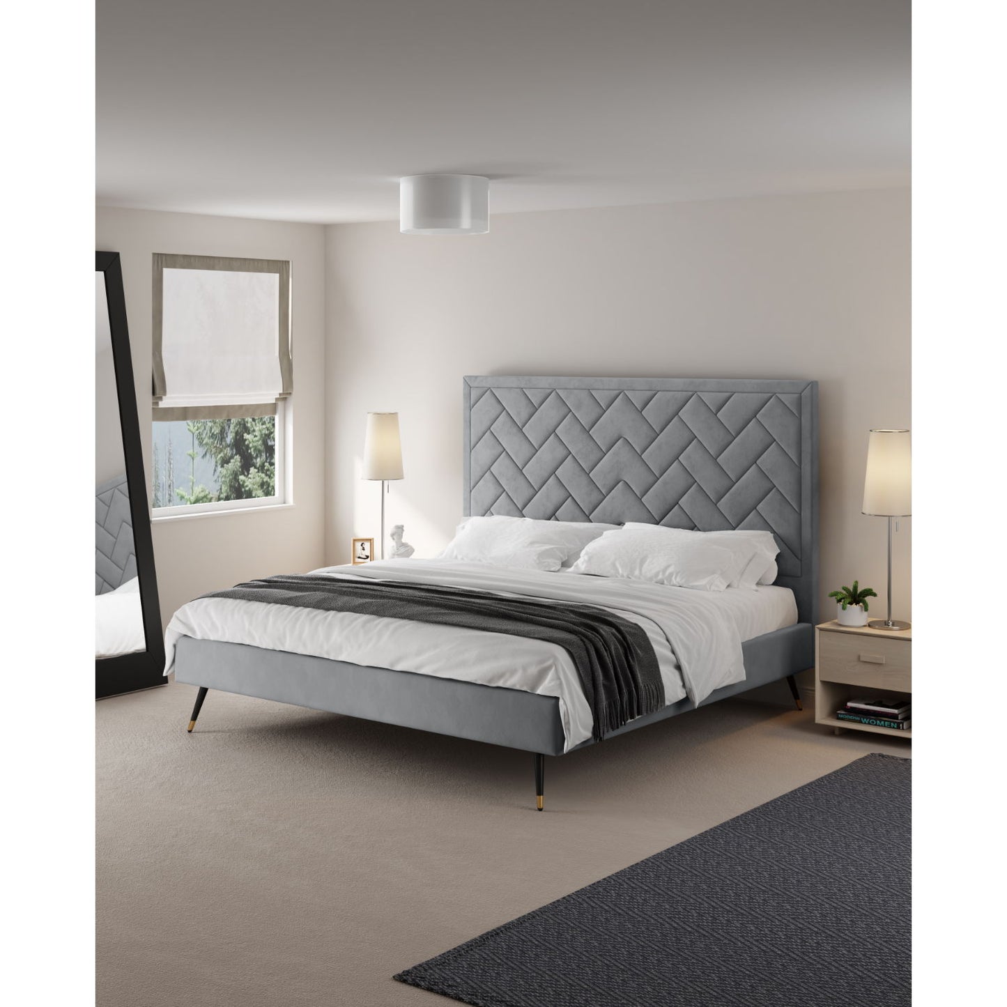 Crosby - Bed With Upholstered Headboard And Slats - The Sleep Loft - Online Mattress Showroom NYC