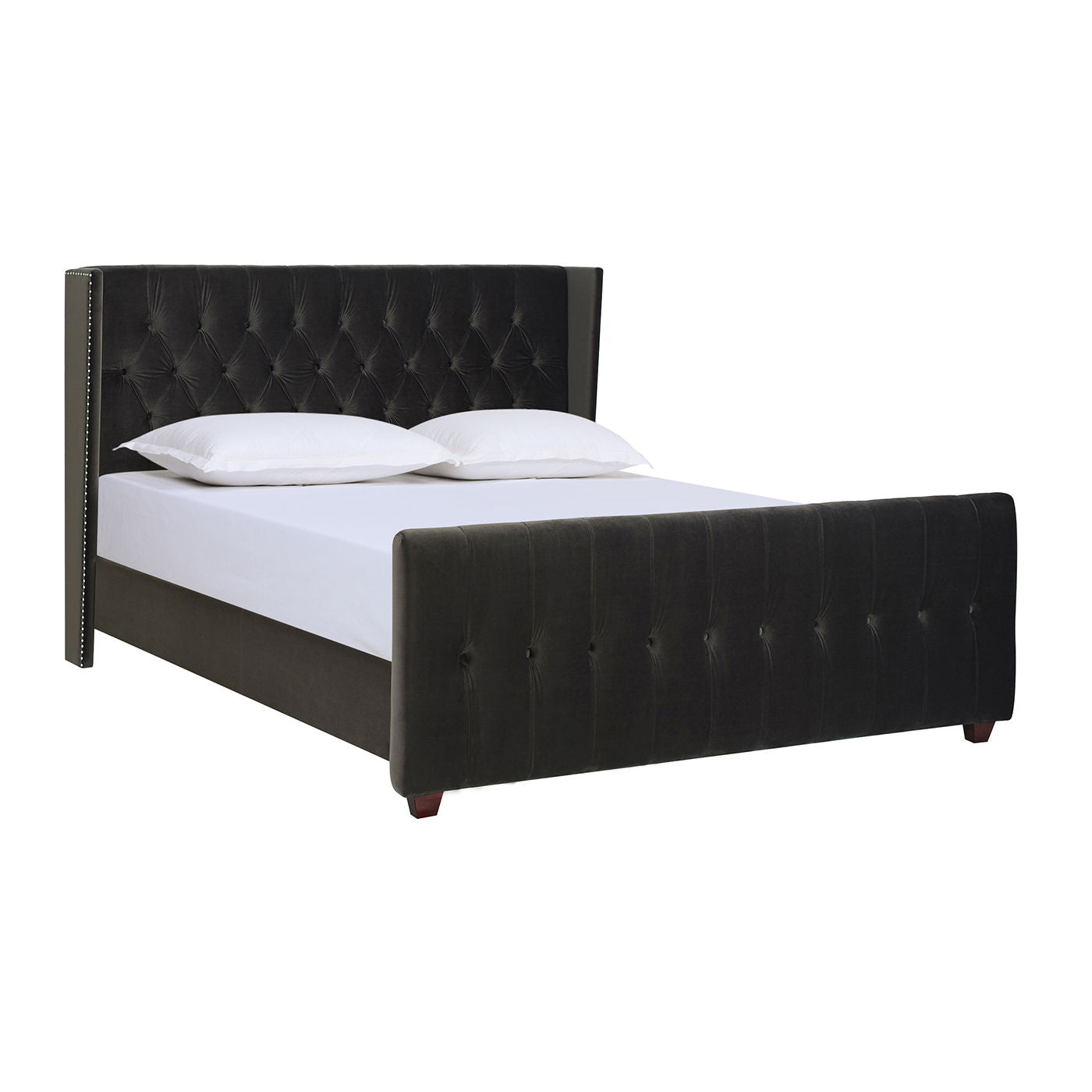 David - King Tufted Wingback Bed - Dark Charcoal Gray - The Sleep Loft - Online Mattress Showroom NYC