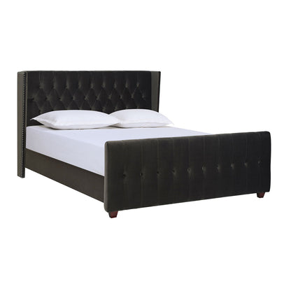 David - King Tufted Wingback Bed - Dark Charcoal Gray - The Sleep Loft - Online Mattress Showroom NYC
