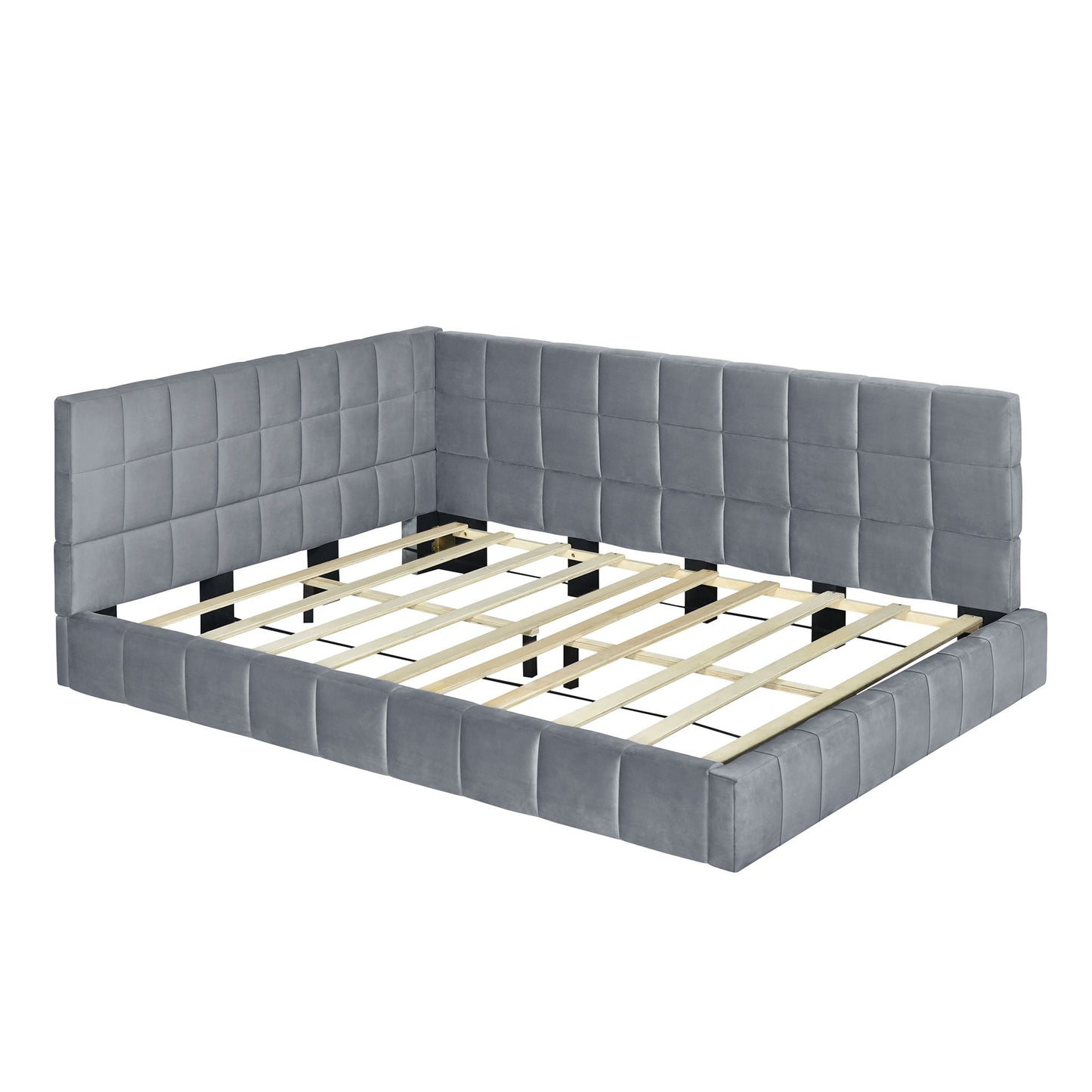 Full Size Upholstered Classic Mid Century Modern Daybed / Sofa Bed Frame, Elegant Design - Gray - The Sleep Loft - Online Mattress Showroom NYC