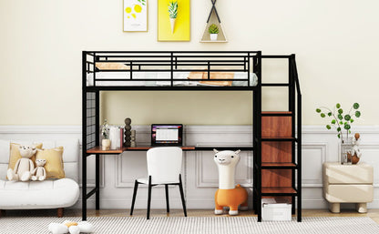 Loft Bed With Desk And Grid, Stylish Frame With Lateral Storage Ladder And Wardrobe - The Sleep Loft - Online Mattress Showroom NYC
