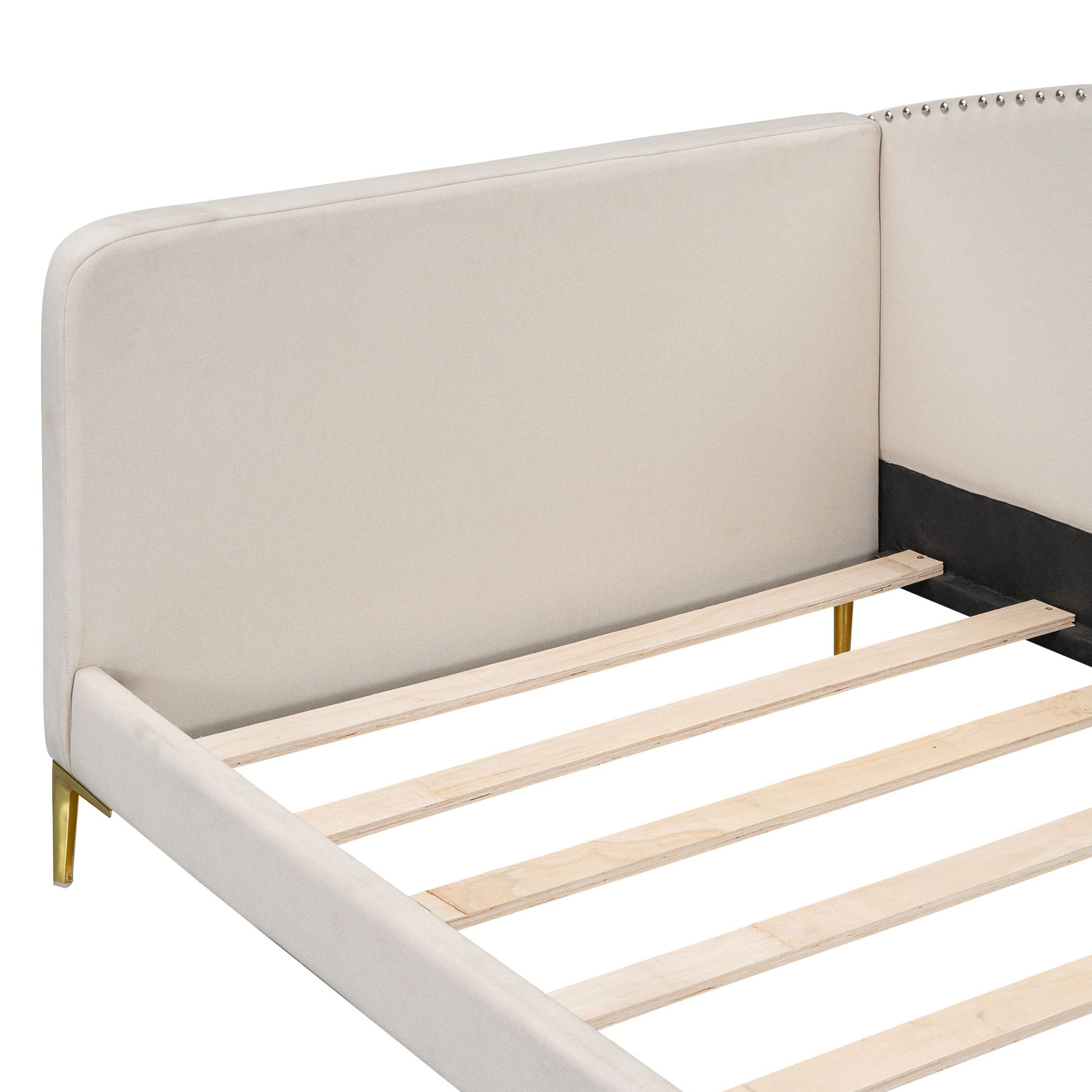 Upholstered Daybed With Headboard And Armrest, Support Legs - The Sleep Loft - Online Mattress Showroom NYC