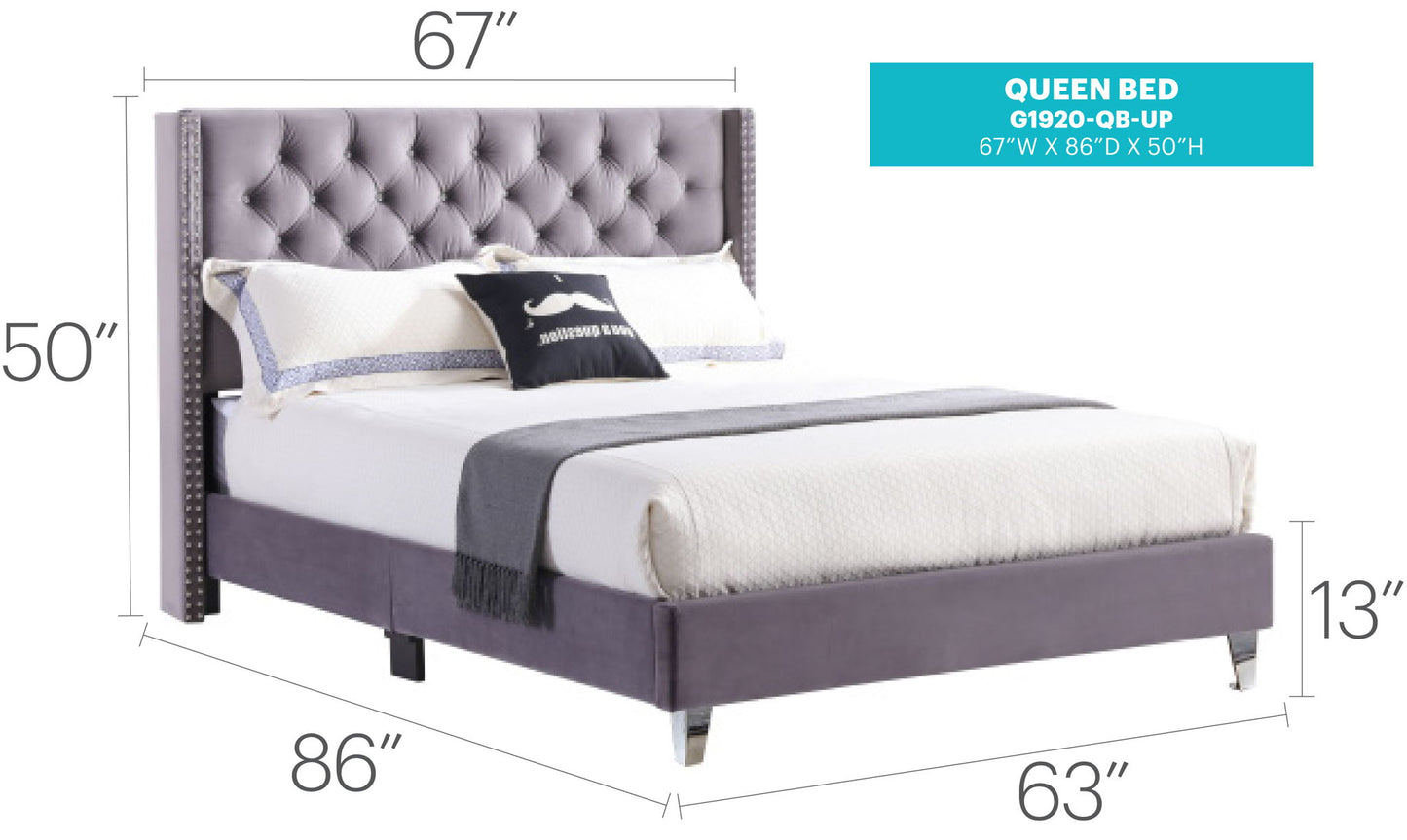 Upholstered Nailhead Trim Chic Bed - The Sleep Loft - Online Mattress Showroom NYC