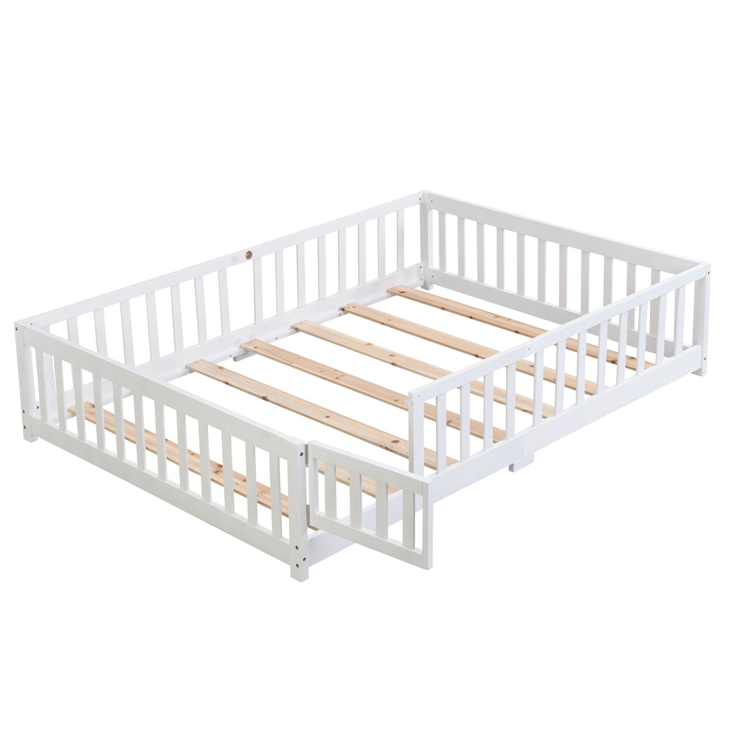 Solid Wood Floor Bed With Door And Fence For Children - The Sleep Loft - Online Mattress Showroom NYC