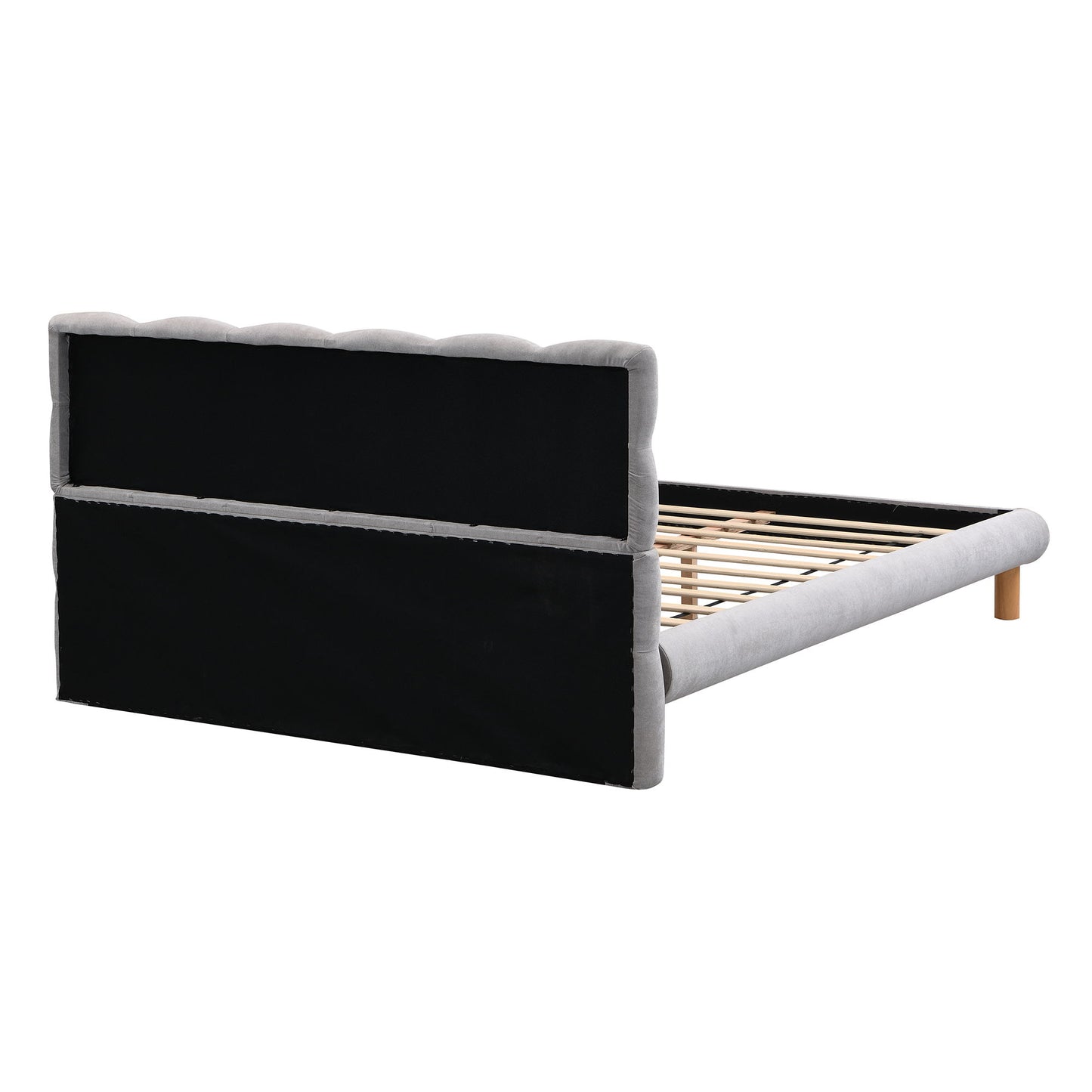 Upholstered Platform Bed Frame With Cookie Shaped Headboard - The Sleep Loft - Online Mattress Showroom NYC