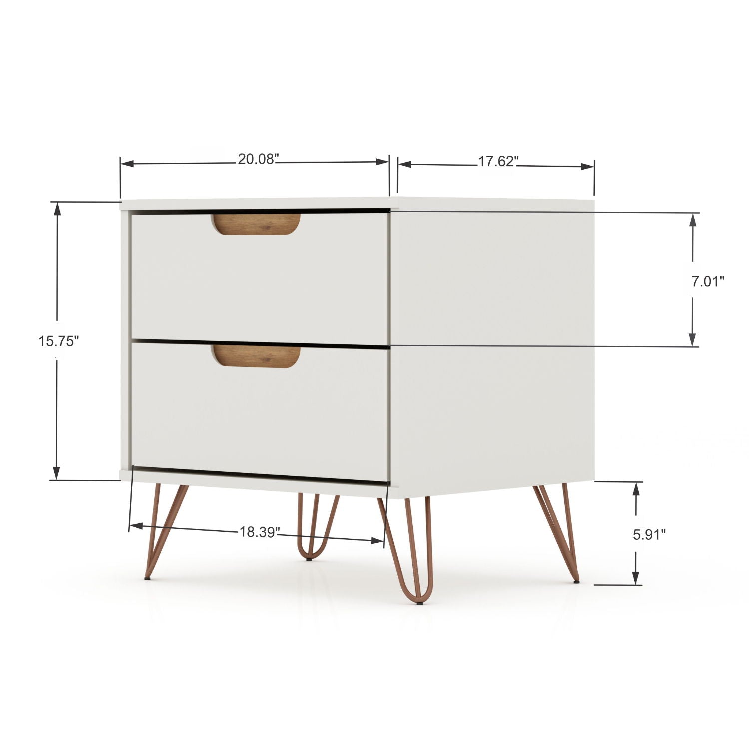 Rockefeller - Nightstand With 2 Drawers - Off White - The Sleep Loft - Online Mattress Showroom NYC