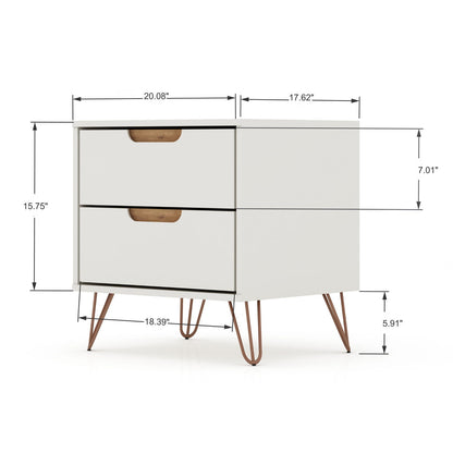 Rockefeller - Nightstand With 2 Drawers - Off White - The Sleep Loft - Online Mattress Showroom NYC