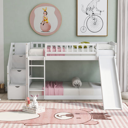 Twin Over Twin Stairway Bunk Bed With Two Drawers And Slide - The Sleep Loft - Online Mattress Showroom NYC