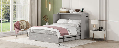 Murphy Wall Bed With Drawer And A Set Of Sockets & USB Ports, Pulley Structure Design - The Sleep Loft - Online Mattress Showroom NYC