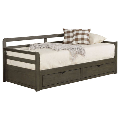Twin Long 2 Drawer Daybed With Extendable Trundle, Storage Drawers, Fits Standard Mattress - Gray - The Sleep Loft - Online Mattress Showroom NYC