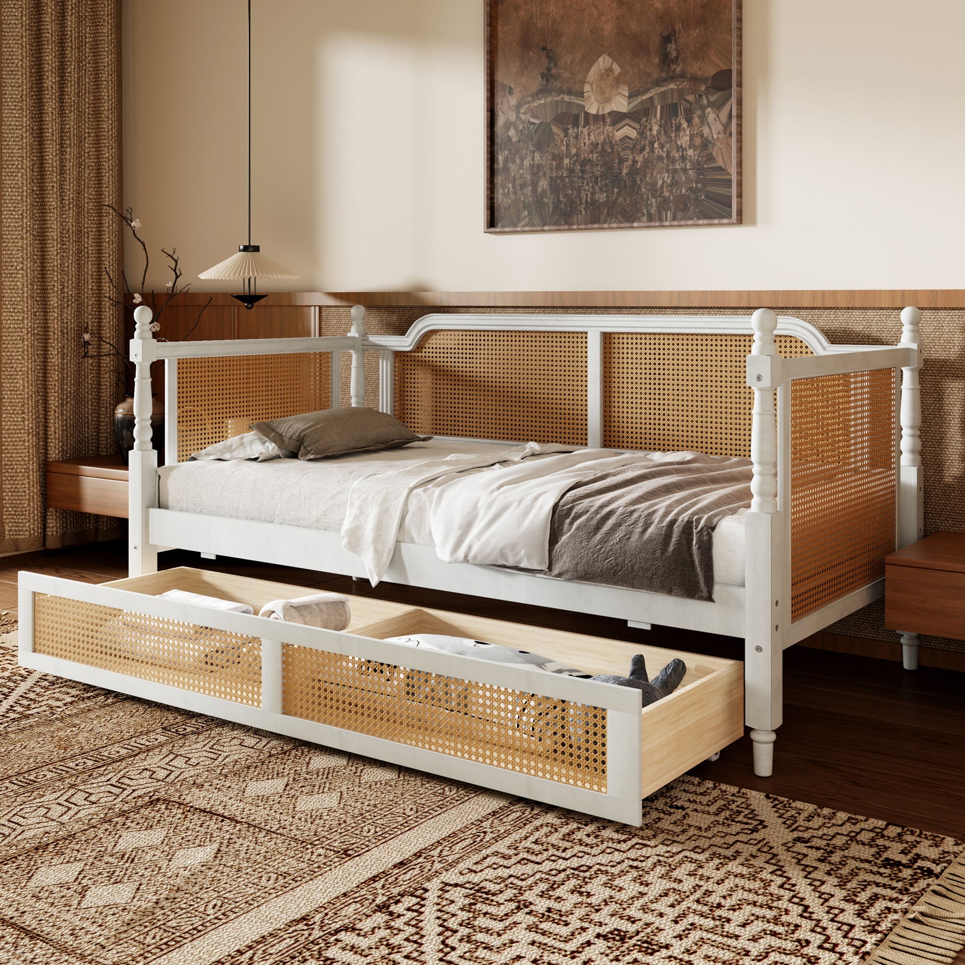 Traditional Style Rattan Daybed, No Box Spring Needed - The Sleep Loft - Online Mattress Showroom NYC