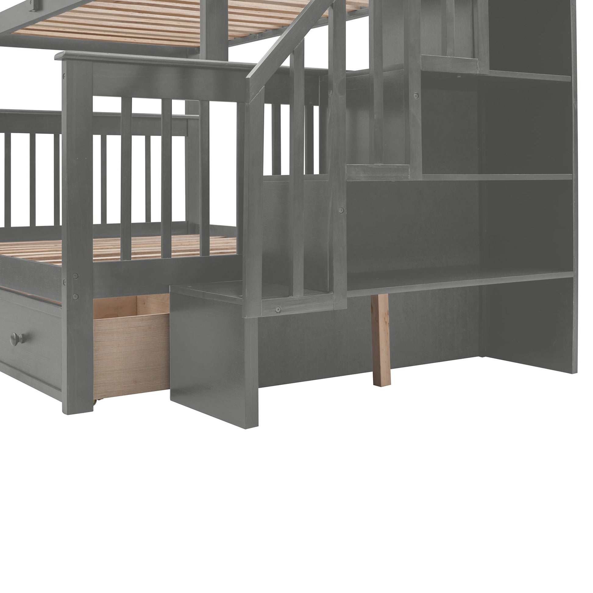 Stairway Bunk Bed With Storage And Guard Rail For Bedroom - The Sleep Loft - Online Mattress Showroom NYC