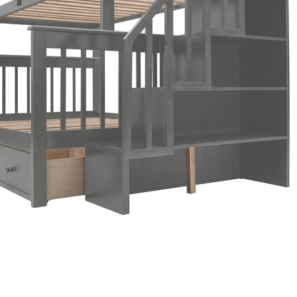 Stairway Bunk Bed With Storage And Guard Rail For Bedroom - The Sleep Loft - Online Mattress Showroom NYC