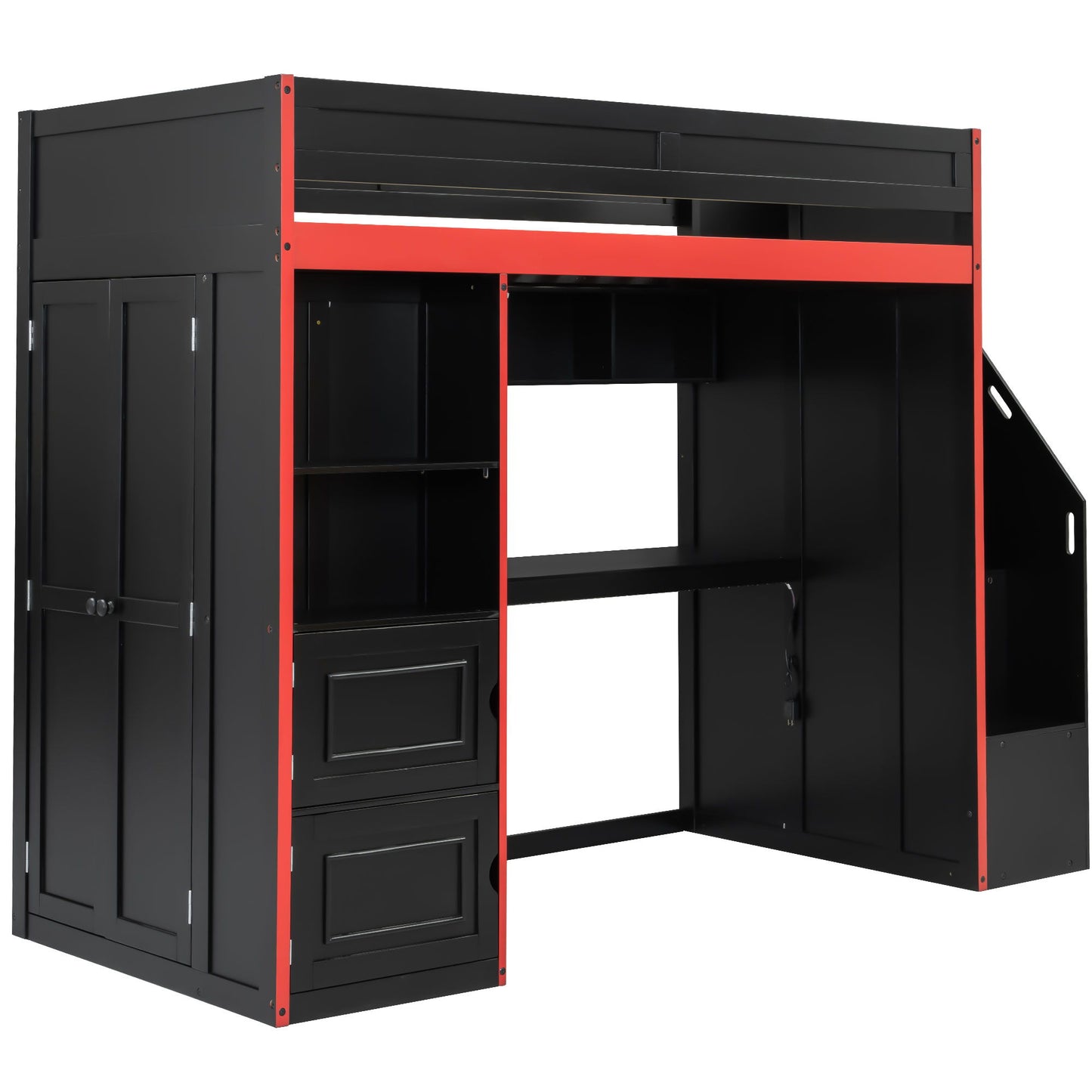 Gaming Loft Bed With Desk And Storage, LED Lights - The Sleep Loft - Online Mattress Showroom NYC