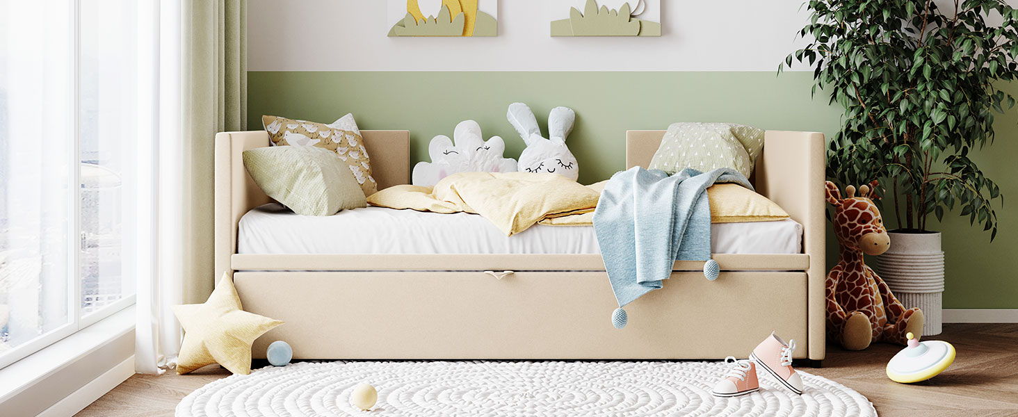 Twin Size Upholstered Daybed With Pop Up Trundle - The Sleep Loft - Online Mattress Showroom NYC
