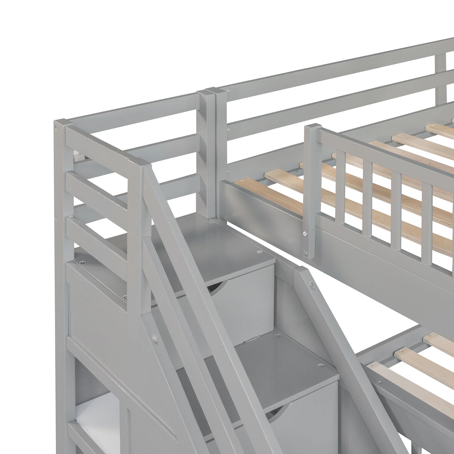 Solid L Shaped Bunk Bed With 3 Drawers, Ladder And Staircase - The Sleep Loft - Online Mattress Showroom NYC