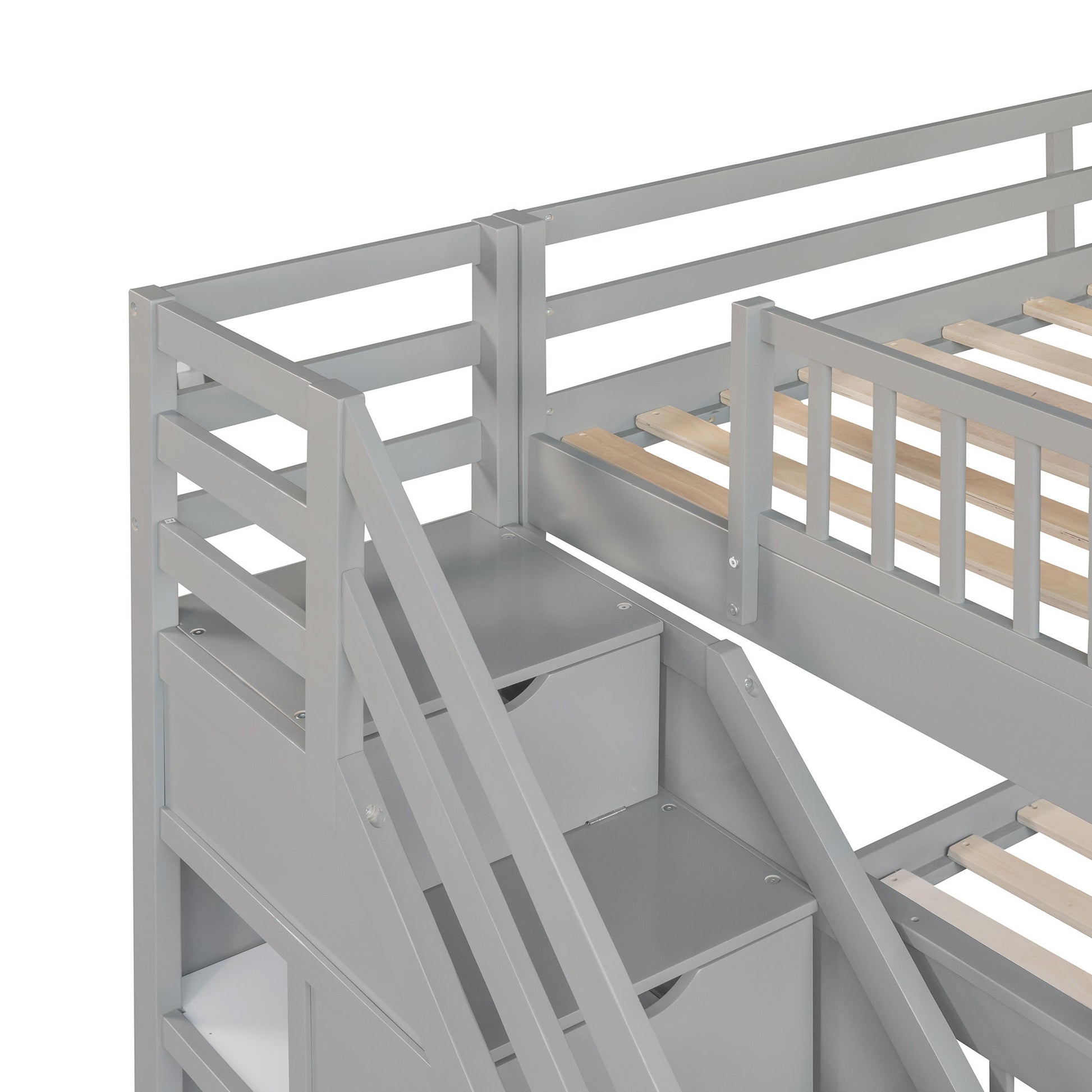 Solid L Shaped Bunk Bed With 3 Drawers, Ladder And Staircase - The Sleep Loft - Online Mattress Showroom NYC