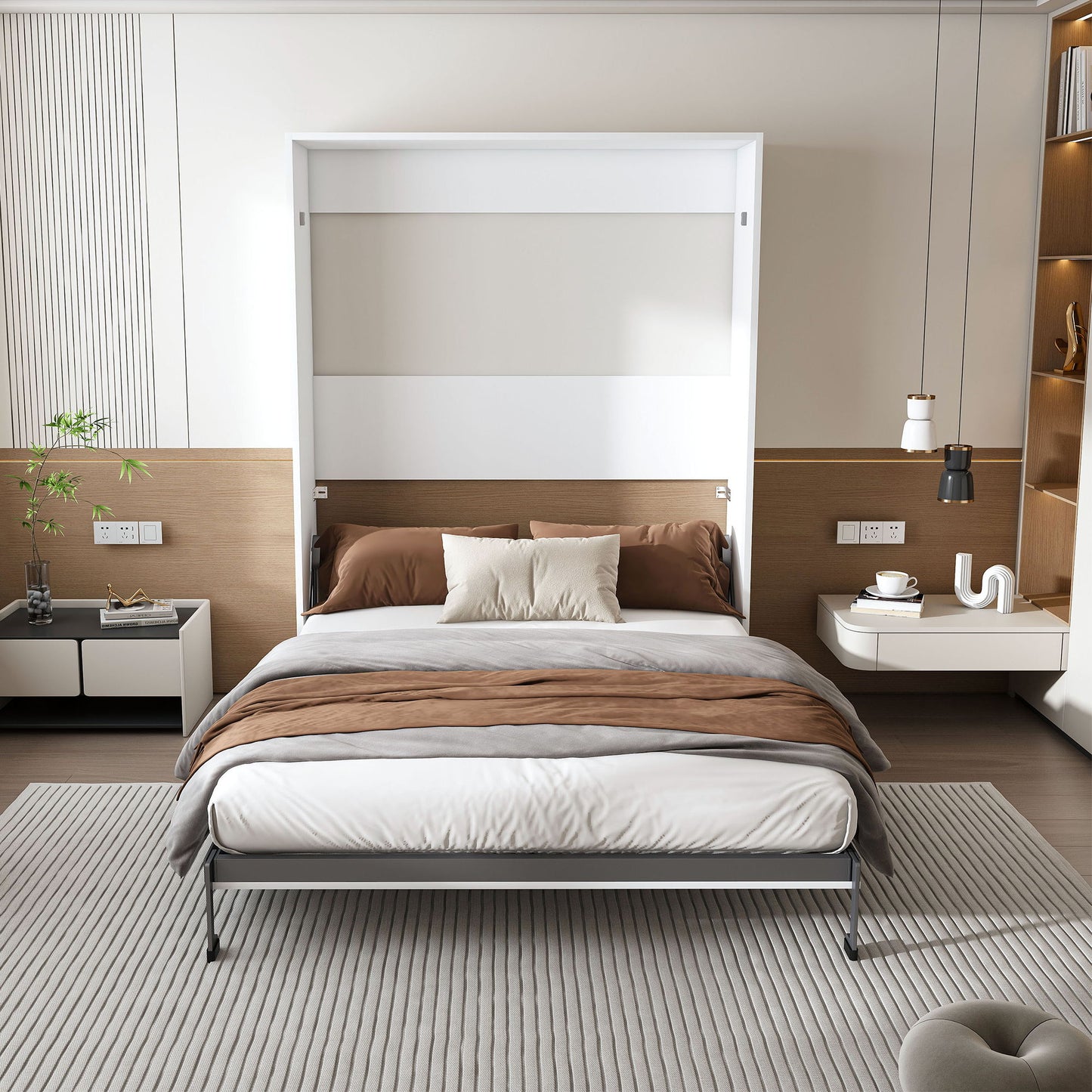 Queen Murphy Bed, Foldable Wall Bed, Space Saving Design For Bedrooms - White - The Sleep Loft - Online Mattress Showroom NYC