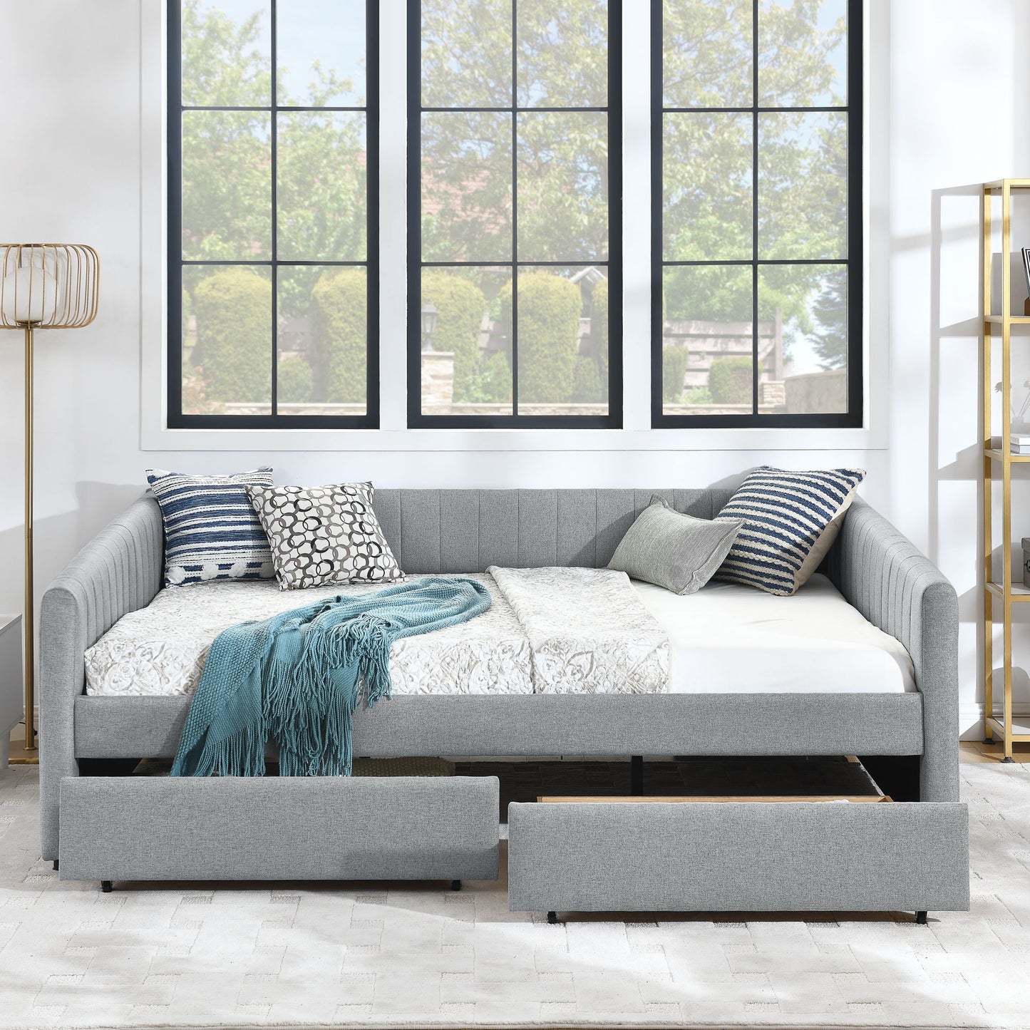 Upholstered Queen Daybed With 2 Drawers - The Sleep Loft - Online Mattress Showroom NYC