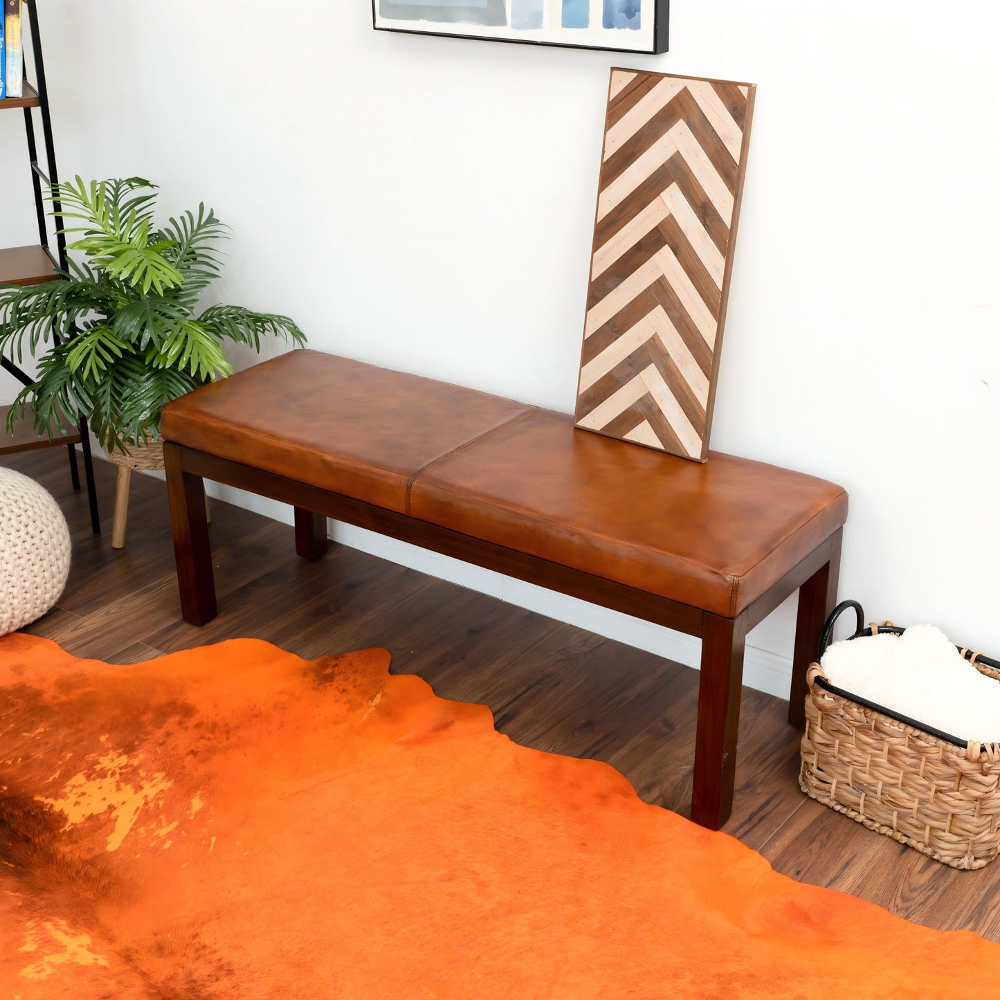 Austin - Bench With Lines - Antique Brown / Brown / Rustic / Tan - The Sleep Loft - Online Mattress Showroom NYC