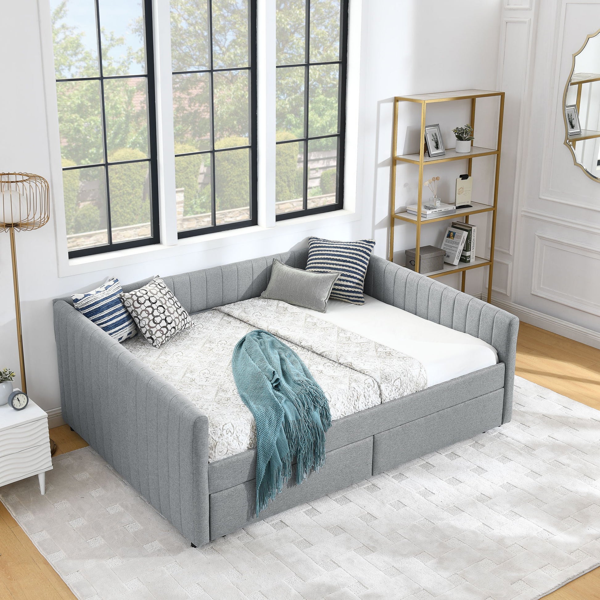 Upholstered Queen Daybed With 2 Drawers - The Sleep Loft - Online Mattress Showroom NYC