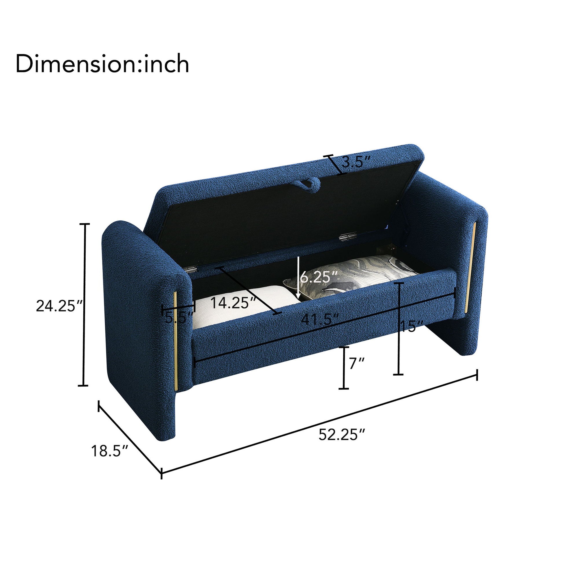 Modern Teddy Upholstered Large Bed End Bench With Arms And Storage - The Sleep Loft - Online Mattress Showroom NYC