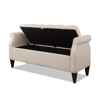 Jacqueline - Tufted Roll Arm Storage Bench - The Sleep Loft - Online Mattress Showroom NYC